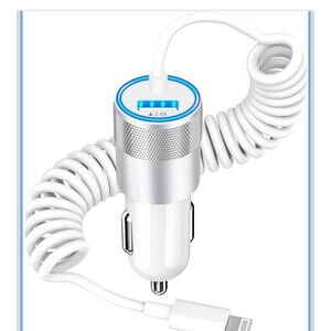 iPhone Car Charger Fast Charging, 4.8A USB Car (6FT Coiled)